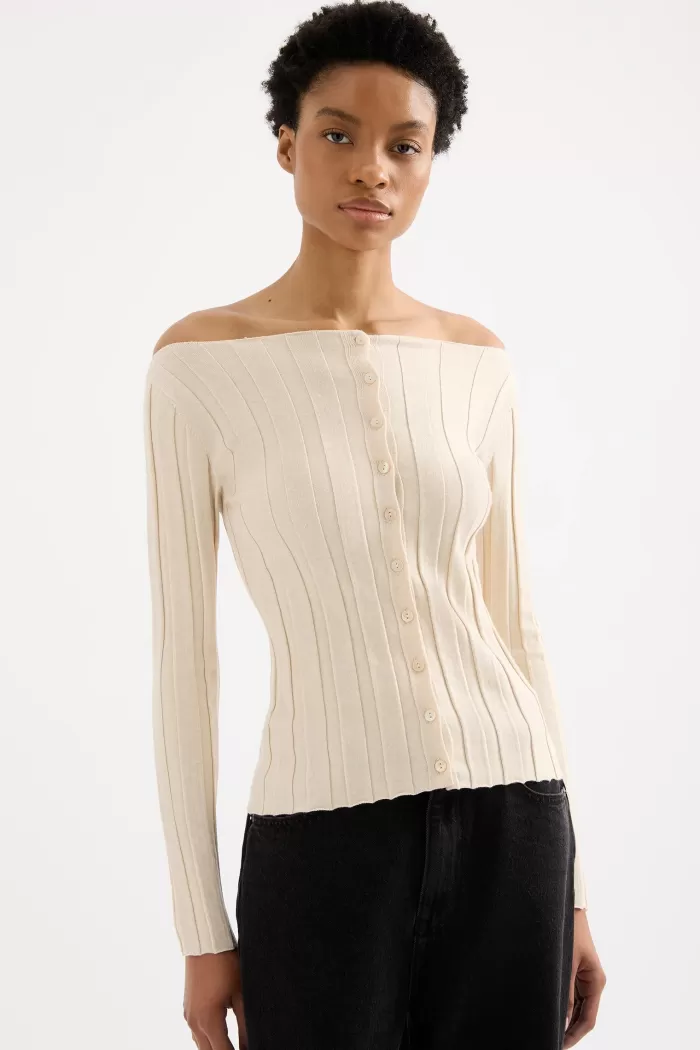 Hot Nude Lucy Aneke Knit Top - Cream Marle