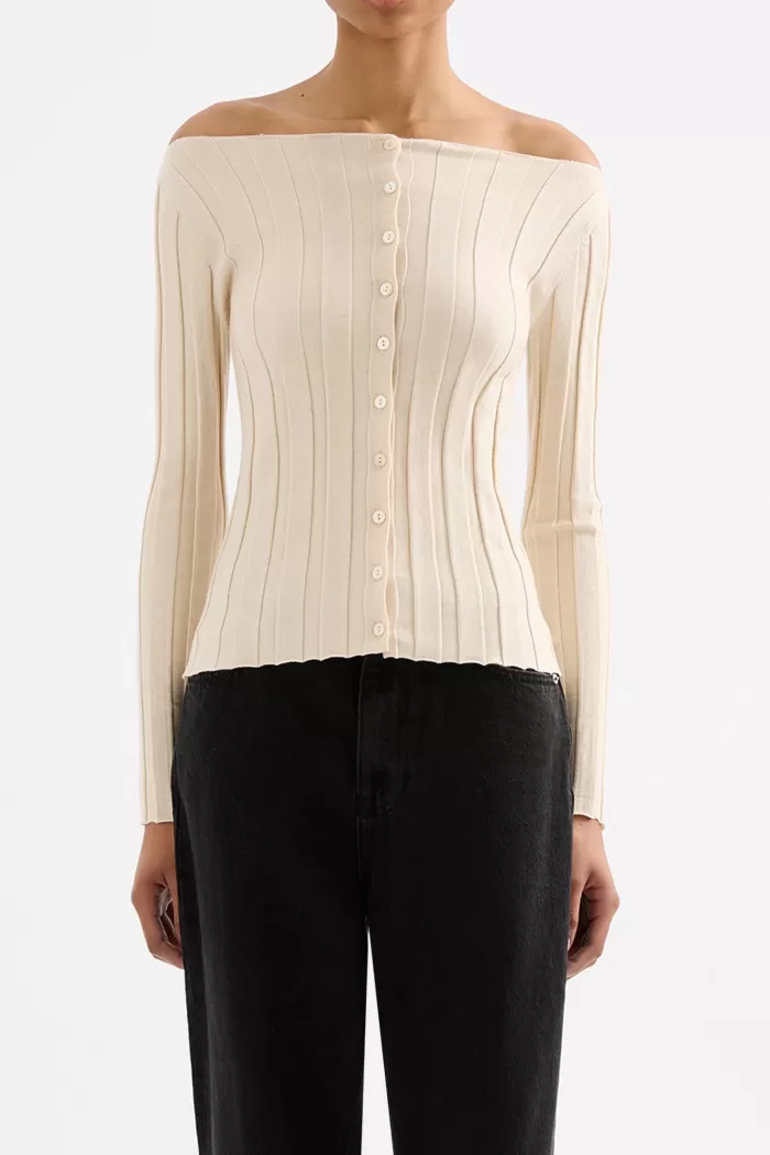 Hot Nude Lucy Aneke Knit Top - Cream Marle