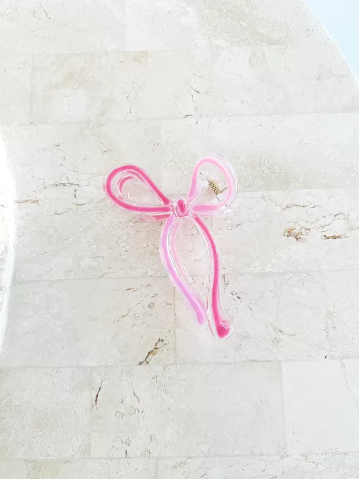 Discount Golden Tribe Bow Clip - Pink Two Tone Outline