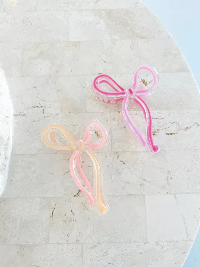 Discount Golden Tribe Bow Clip - Pink Two Tone Outline