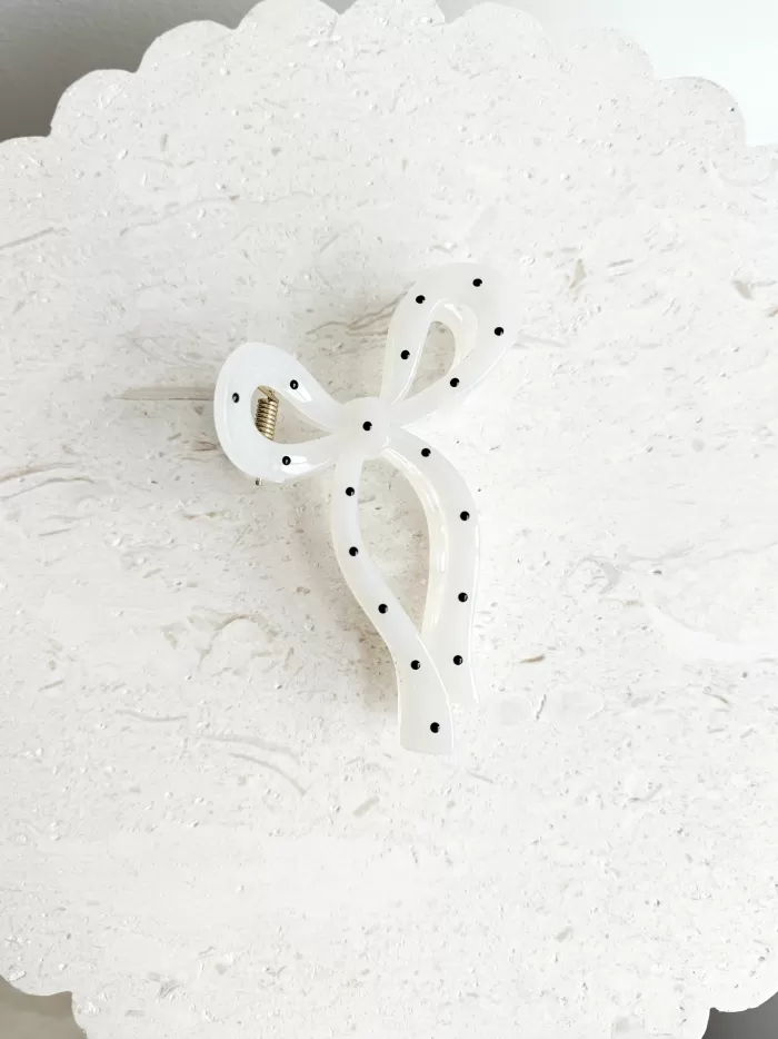 Shop Golden Tribe Bow Clip - White w/. Black Spot