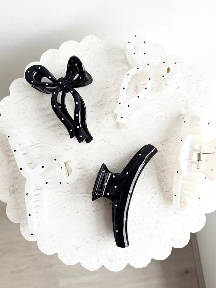 Shop Golden Tribe Bow Clip - White w/. Black Spot