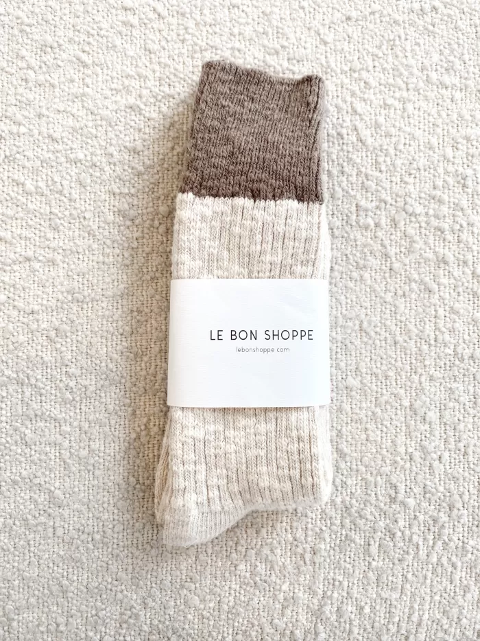Sale Le Bon Shoppe Colour Block Cottage Socks - Oatmeal/ Flax