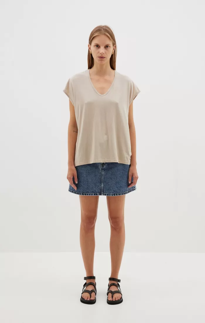 Online Bassike Fine Bind Scoop Neck Tank - Dune