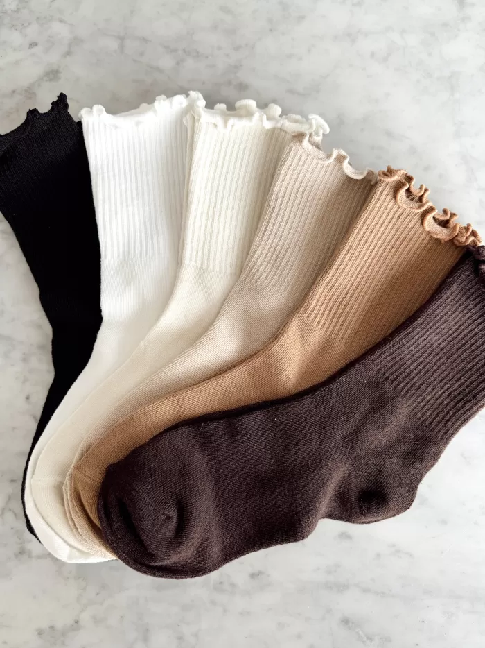 Hot Golden Tribe Frill Sock Pack - Natural