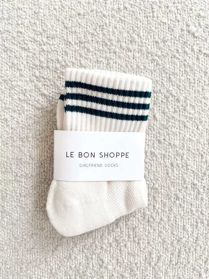 New Le Bon Shoppe Girlfriend Socks - Egret Stripe