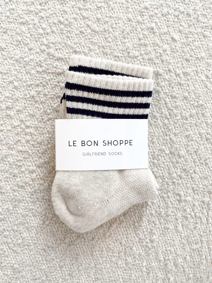 Shop Le Bon Shoppe Girlfriend Socks - Oatmeal Stripe