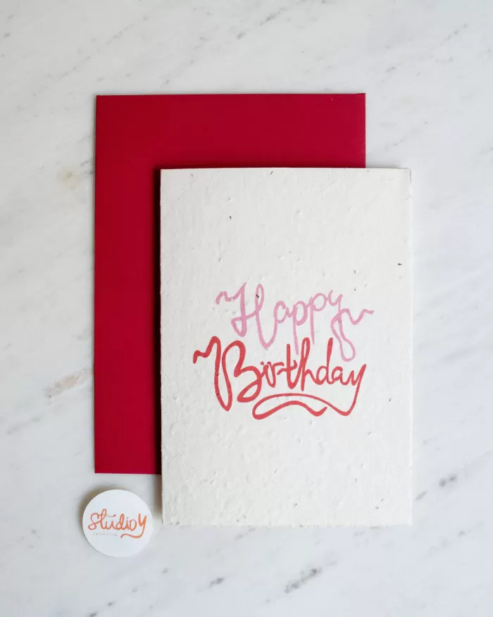 Online Studio Y Creative Happy Birthday Card - Pink