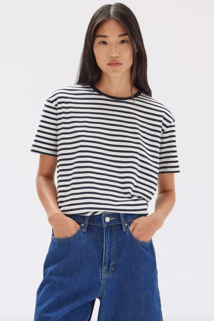 Discount Assembly Label Harbour Stripe Short Sleeve Tee - True Navy/White