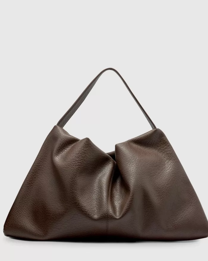 New Brie Leon Harlow Slouch Mono Tote Bag - Choc Nappa