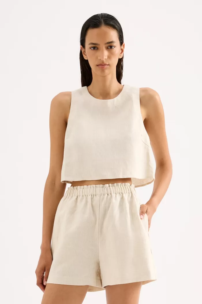 Shop Nude Lucy Ingrid Linen Top - Natural