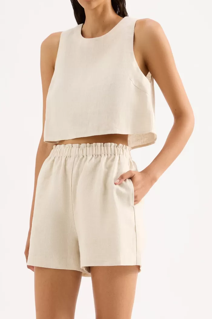 Shop Nude Lucy Ingrid Linen Top - Natural