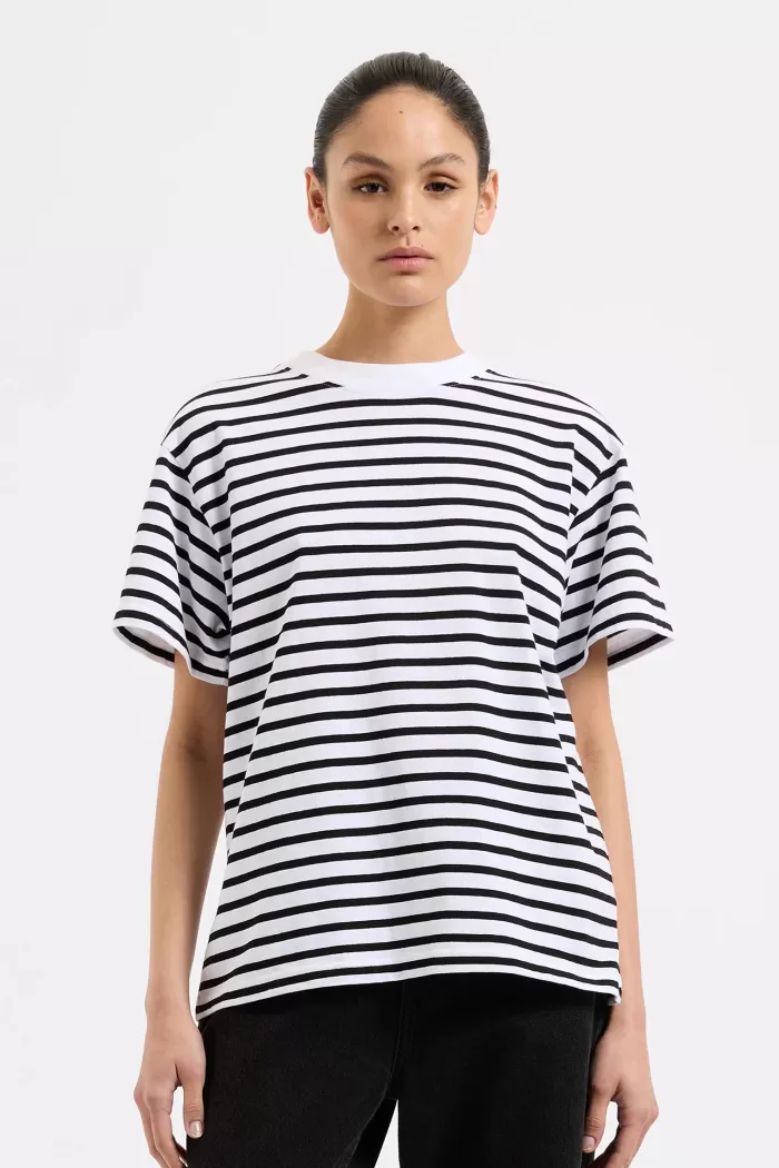 Online Nude Lucy Organic Stripe Boyfriend Tee - Black Stripe