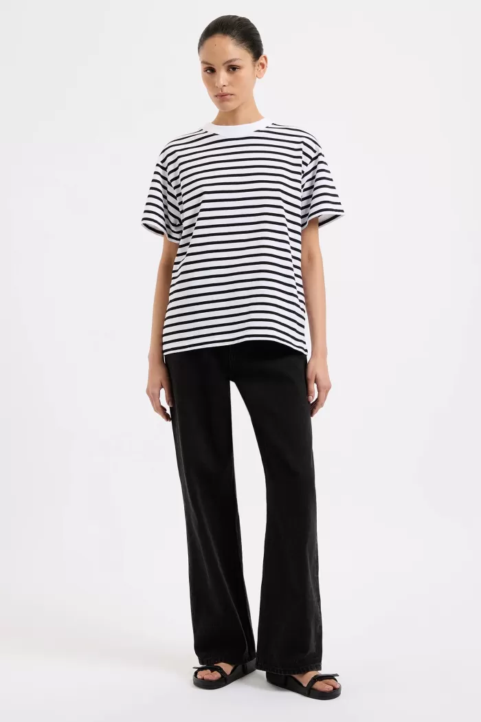 Online Nude Lucy Organic Stripe Boyfriend Tee - Black Stripe