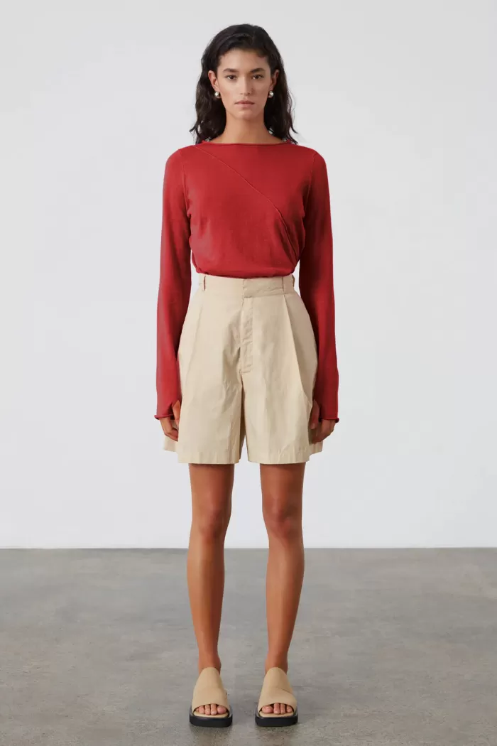 Flash Sale Zulu and Zephyr Red Panelled Knit Top