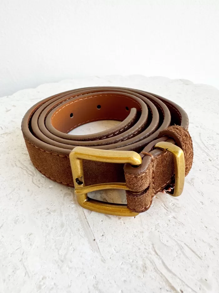 Sale BLVD. the label Regular Suede Belt - Camel