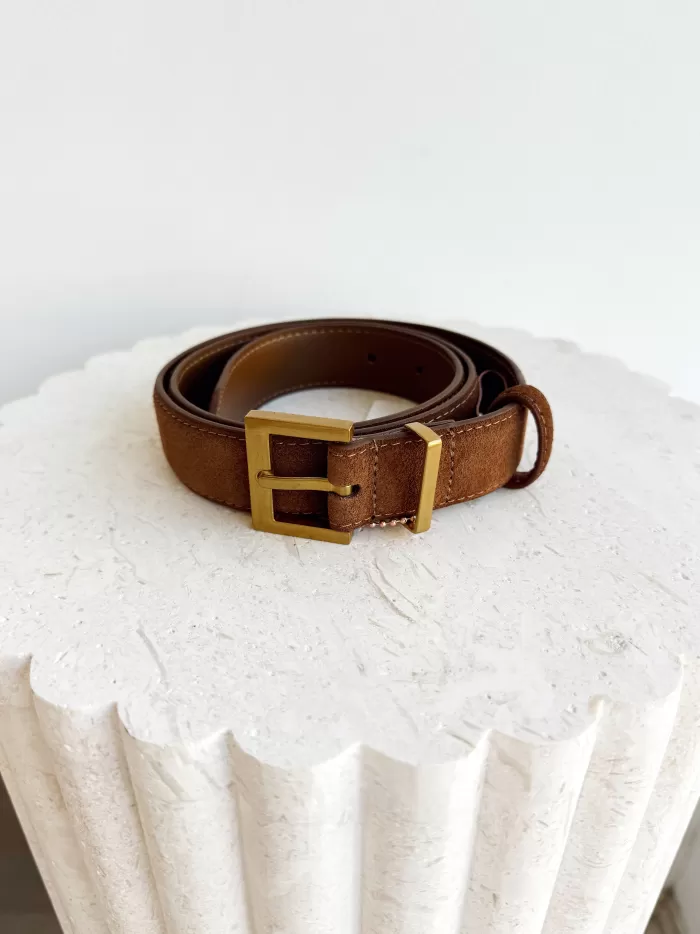 Outlet BLVD. the label Slim Suede Belt - Camel