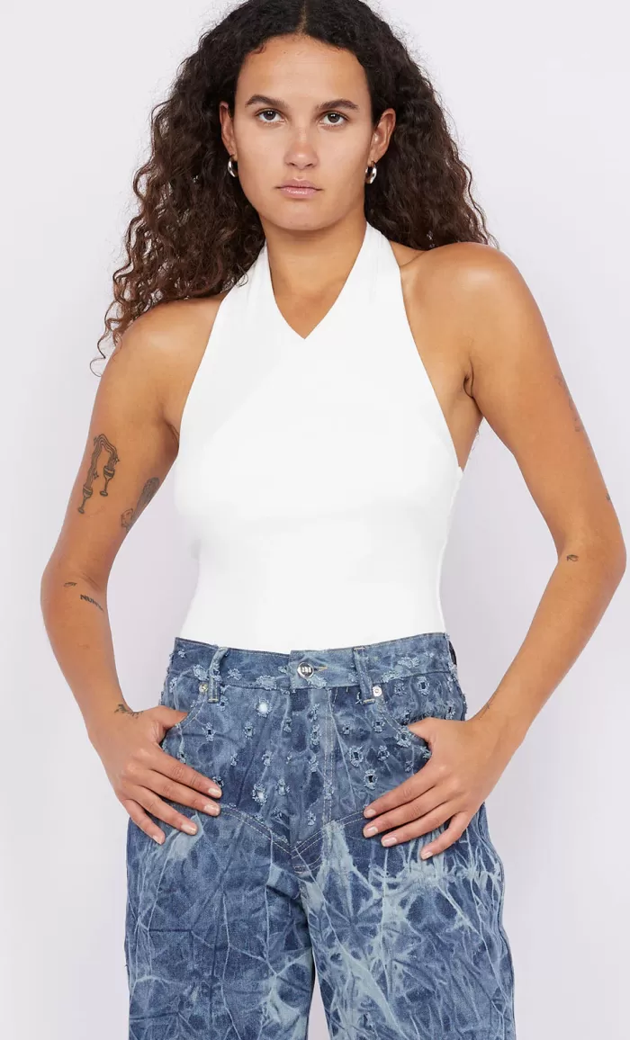 Outlet Bec + Bridge Sola Halter Bodysuit - Ivory